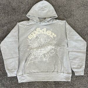 Sp5der OG Web Heather Grey Hoodie | Size Large